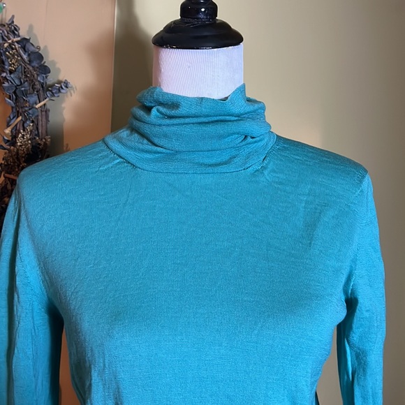 MAX MARA Spilata Size Large Turquoise Green Turtleneck 100% Pure New Wool  $458 - Picture 14 of 15